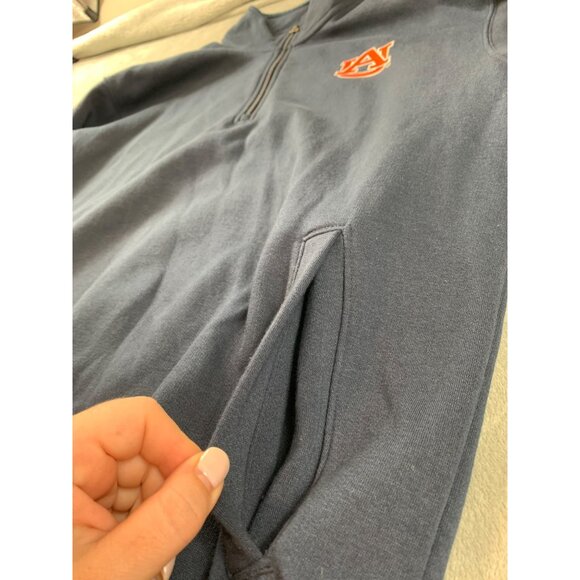 Champion Auburn Tigers Half-Zip Pullover Sweatshirt L Cotton & Polyester Navy Bl - Picture 3 of 14